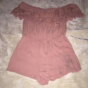 Blush Romper with Lace Detail